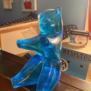 Fenton Blue Glass Bear Figurine